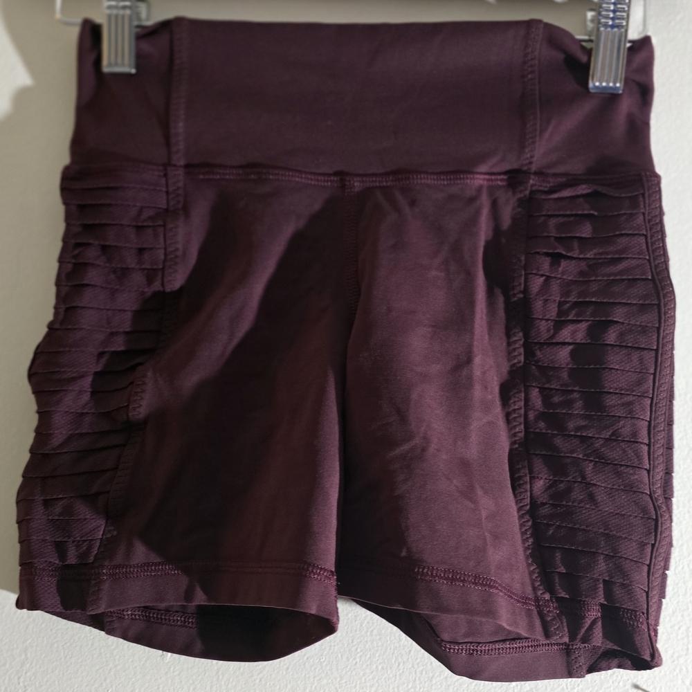 Lululemon Athletica Burgundy Ruffle Athletic Shorts